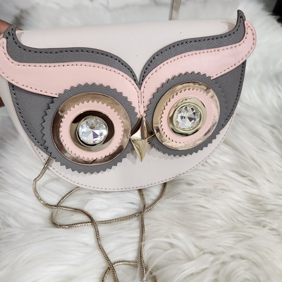 🤍🔹️Kate Spade🔹️ Blaze A Trail Crystal Eye Owl Mini Crossbody or clutch ✨️🦉 - Picture 13 of 14